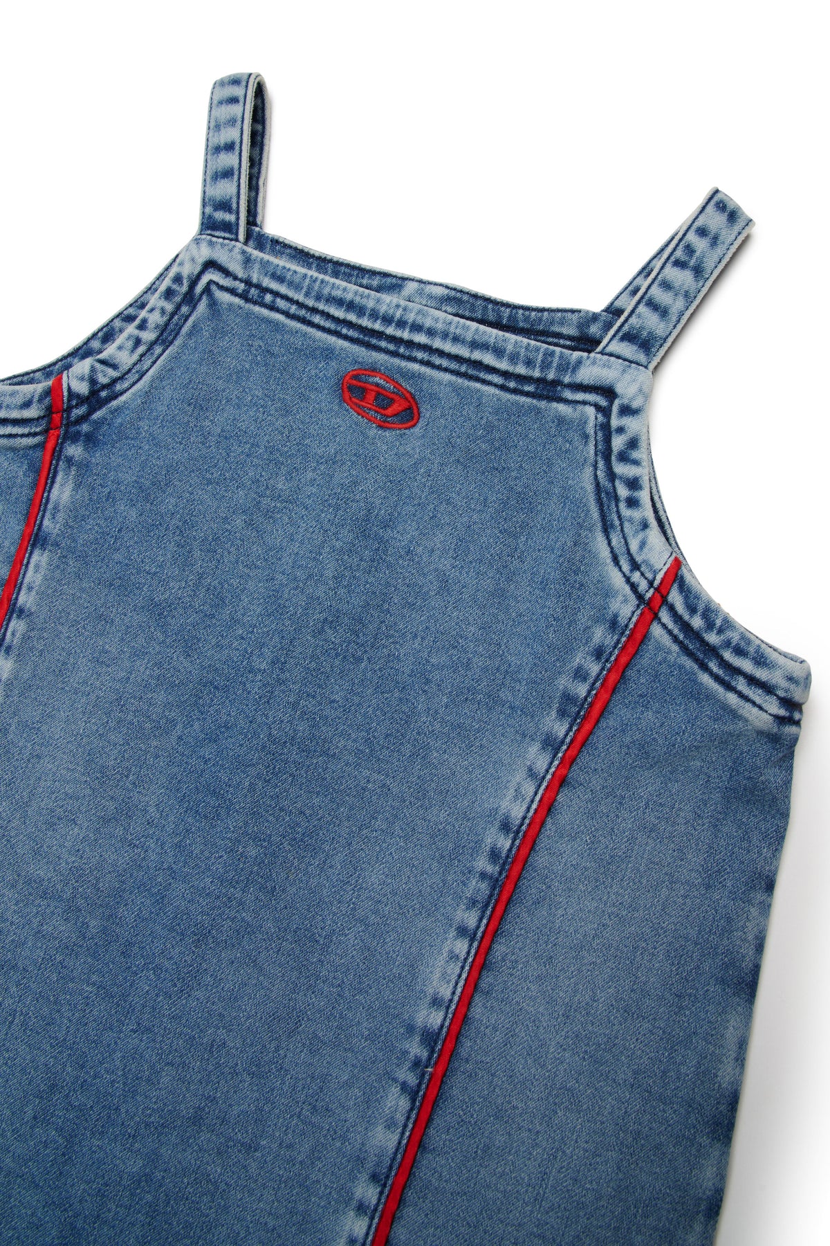 Vestido corto de denim con logo