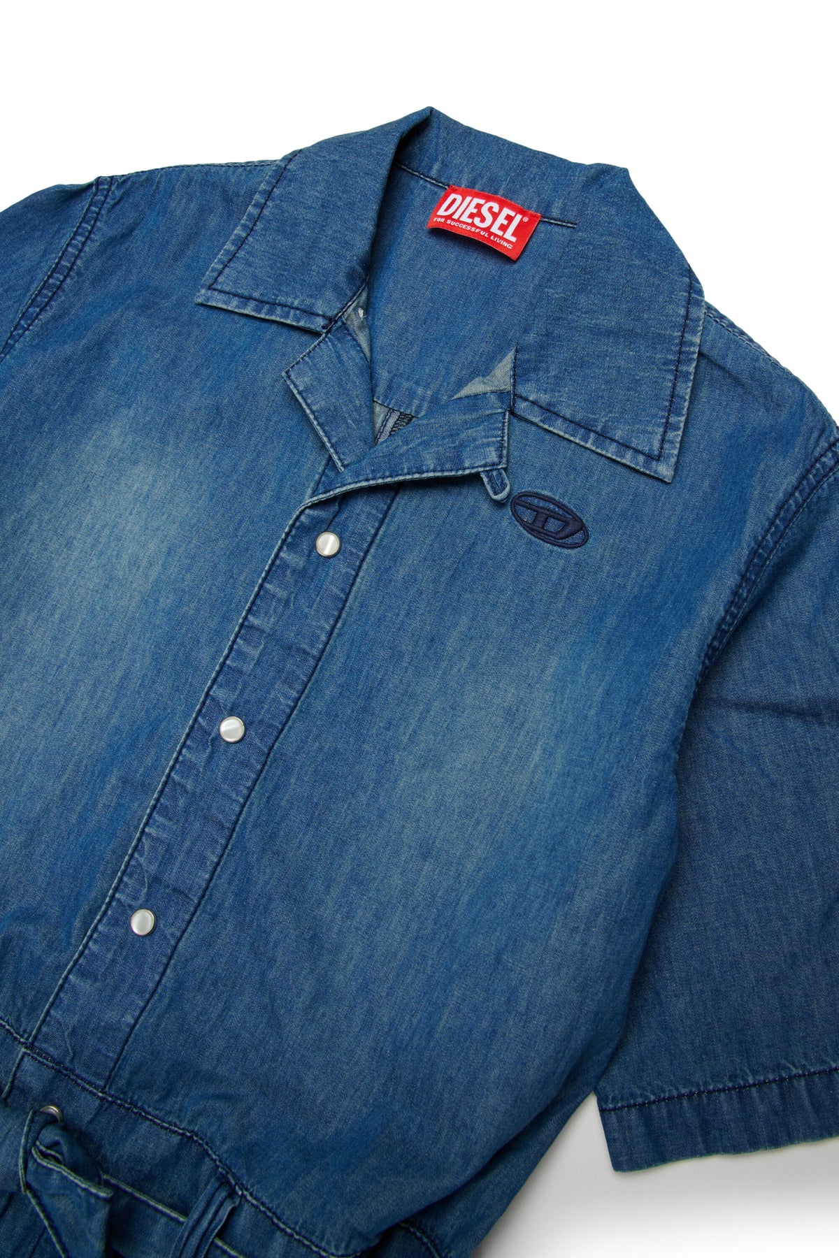 Combinaison courte en denim avec logo