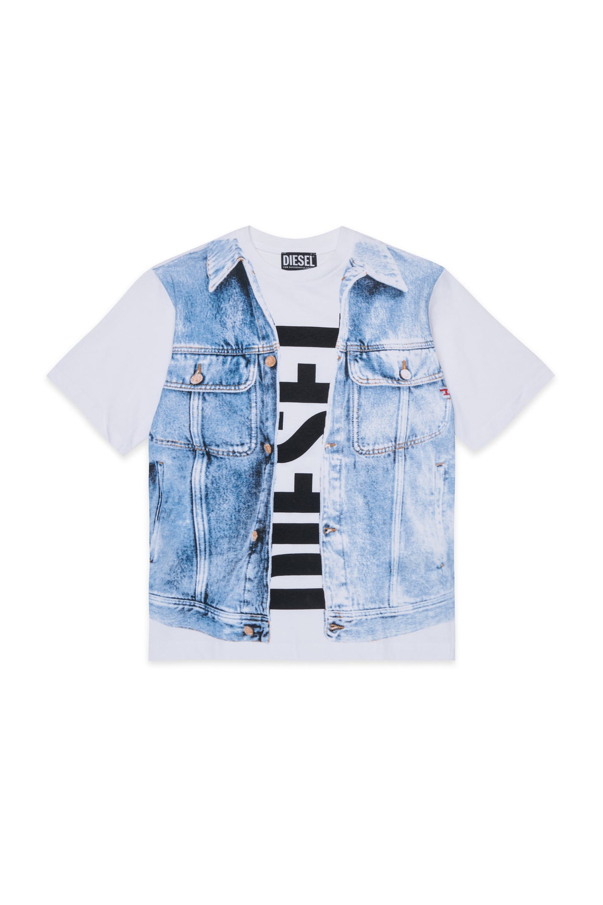 Camiseta con estampado efecto denim y logo