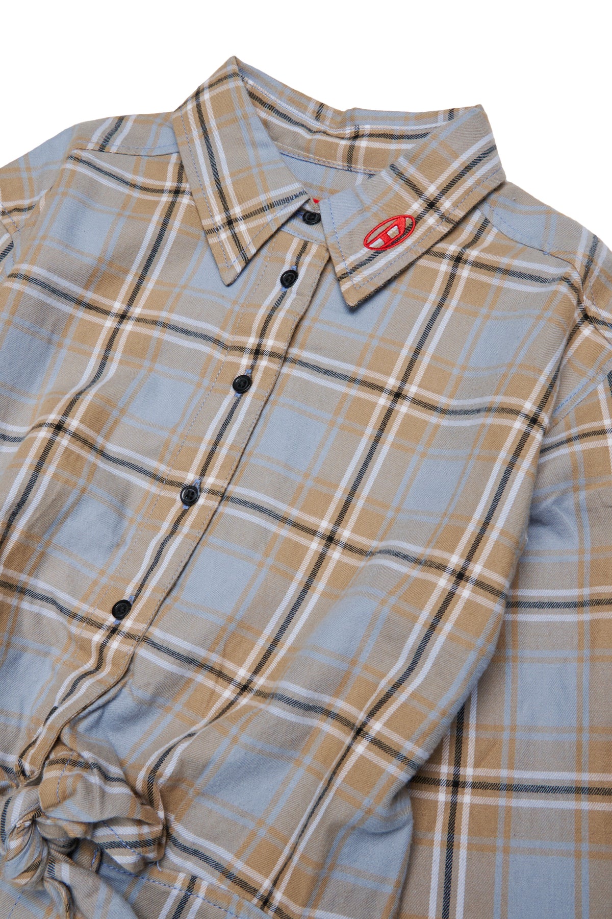 Vestido camisero de cuadros con logo