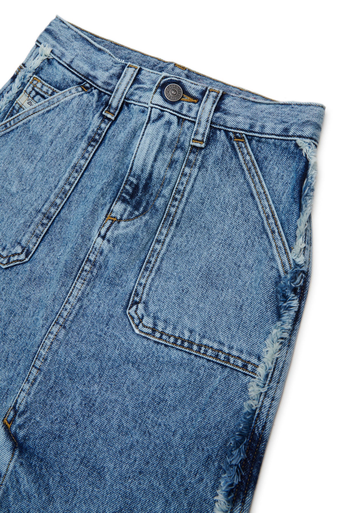 Denim skirt with back embroidery