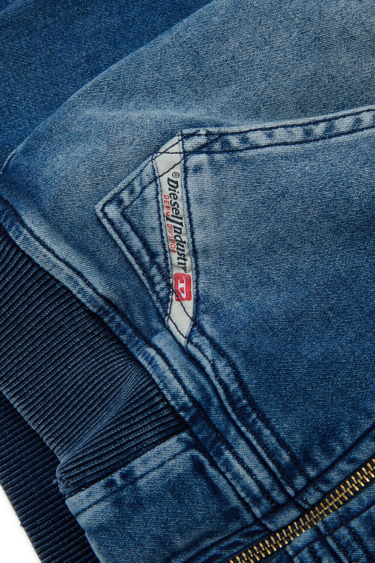 Sweat zippé effet denim avec logo