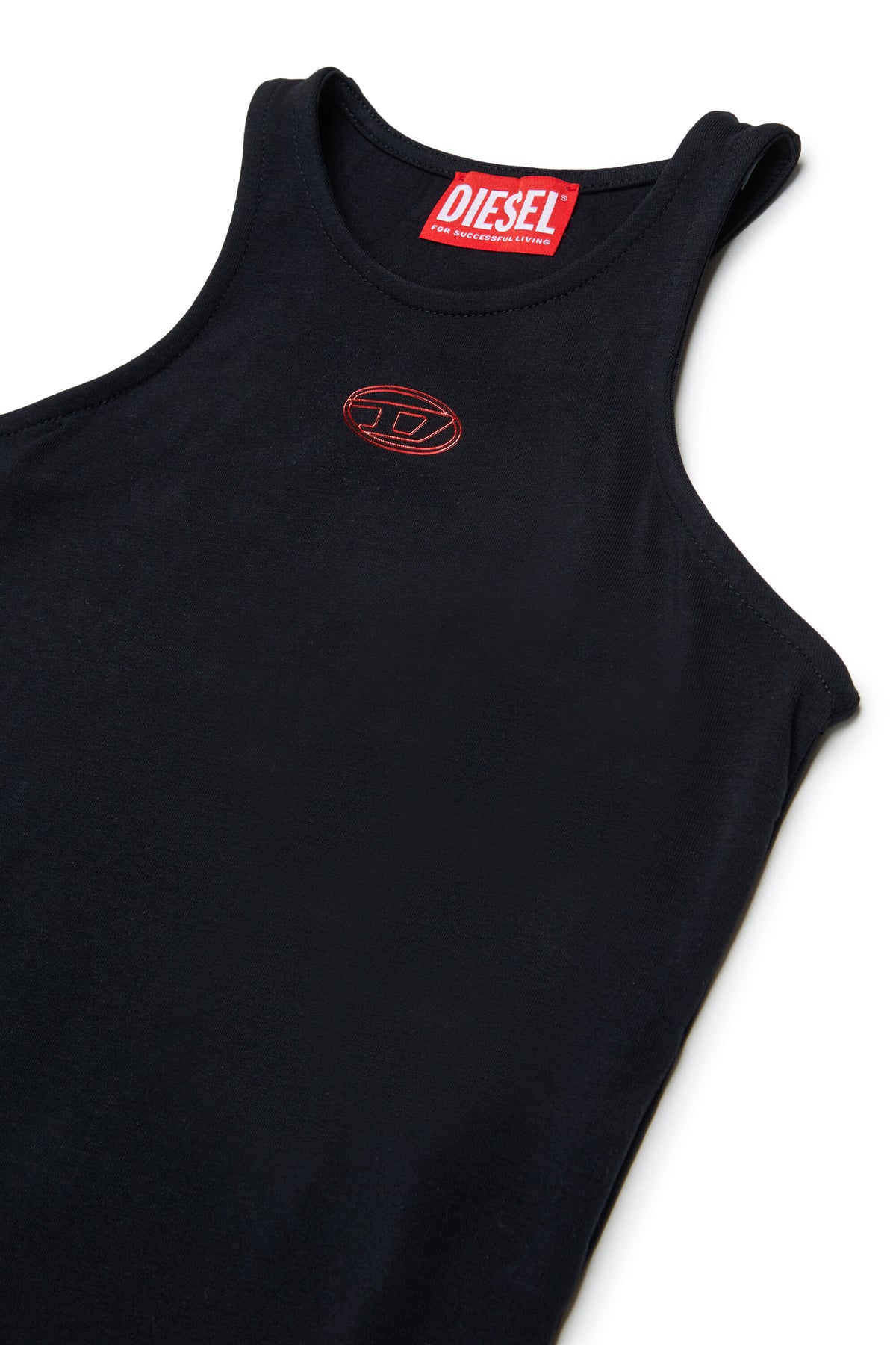 Sleeveless bodysuit with oval logo