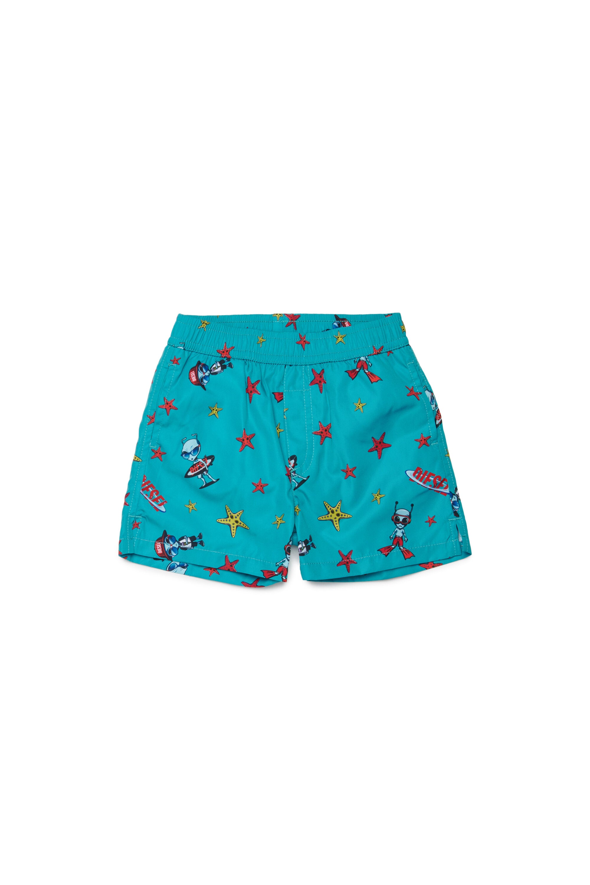 Boxer swimsuit with abstract print