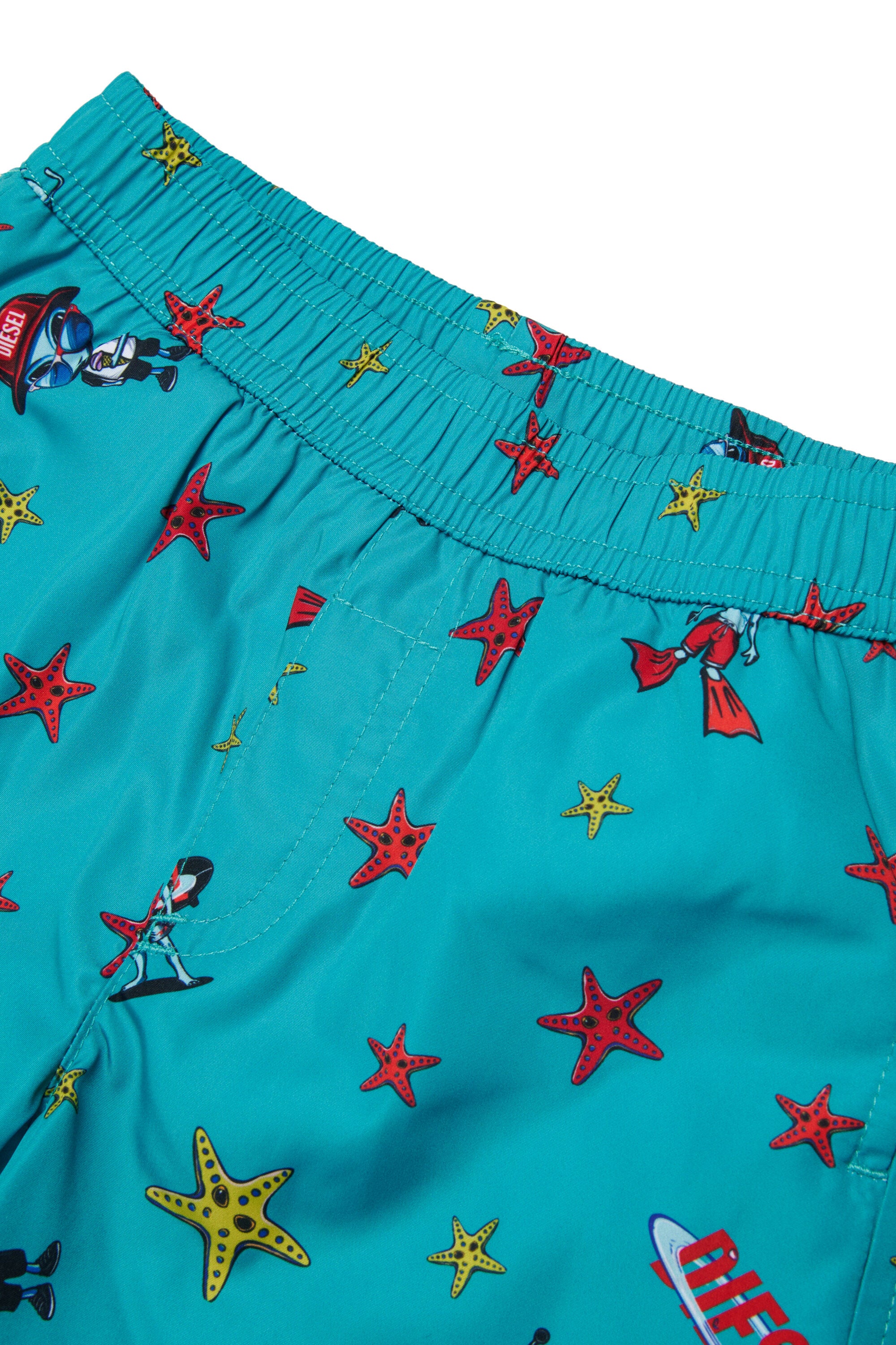 Boxer swimsuit with abstract print