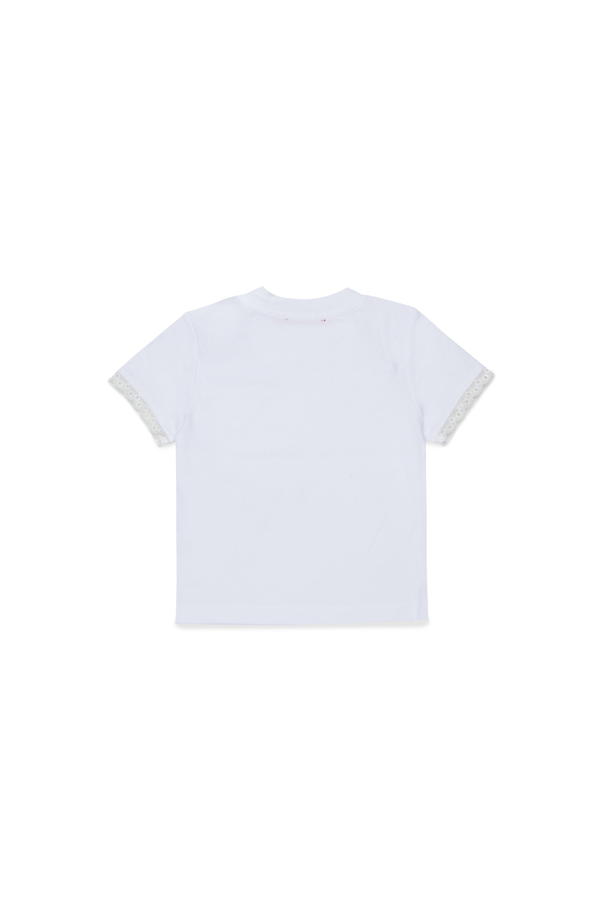 Camiseta con logo y mangas de encaje