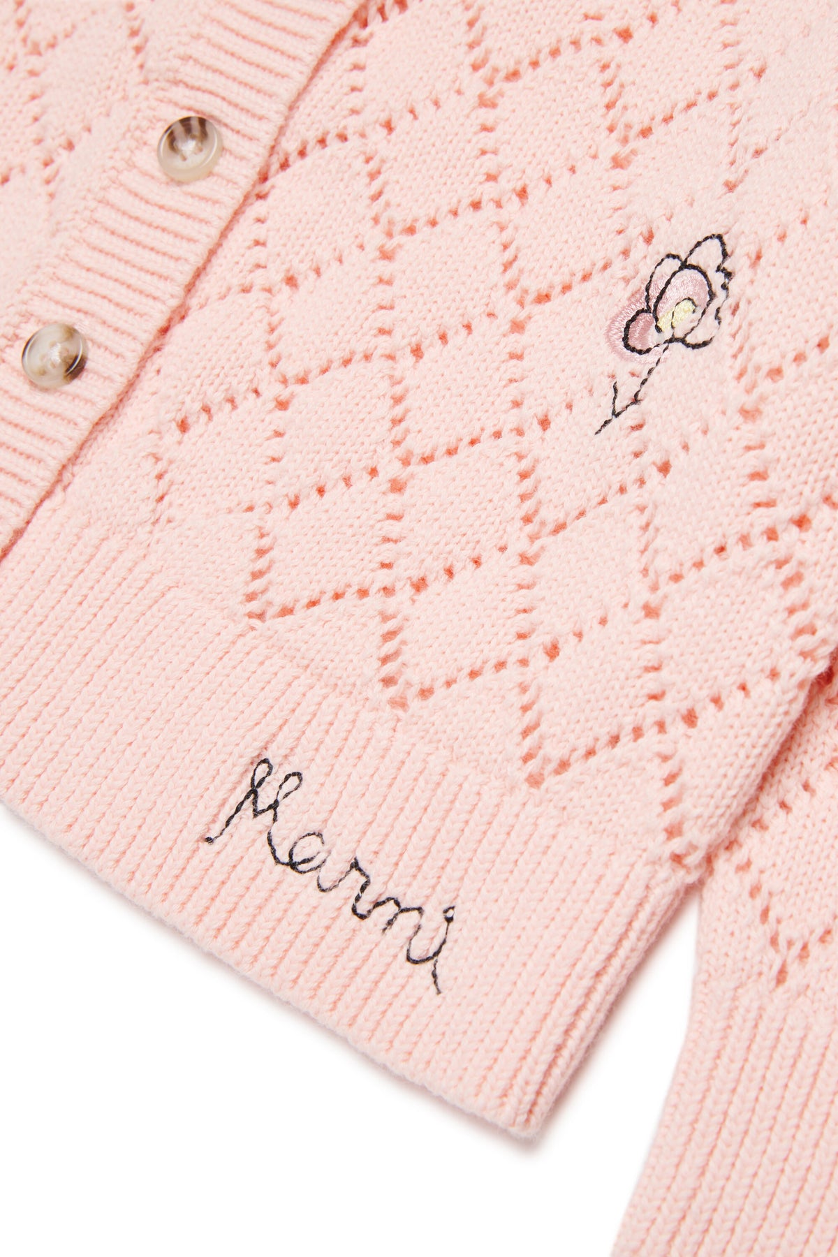 Openwork cardigan with floral embroidery