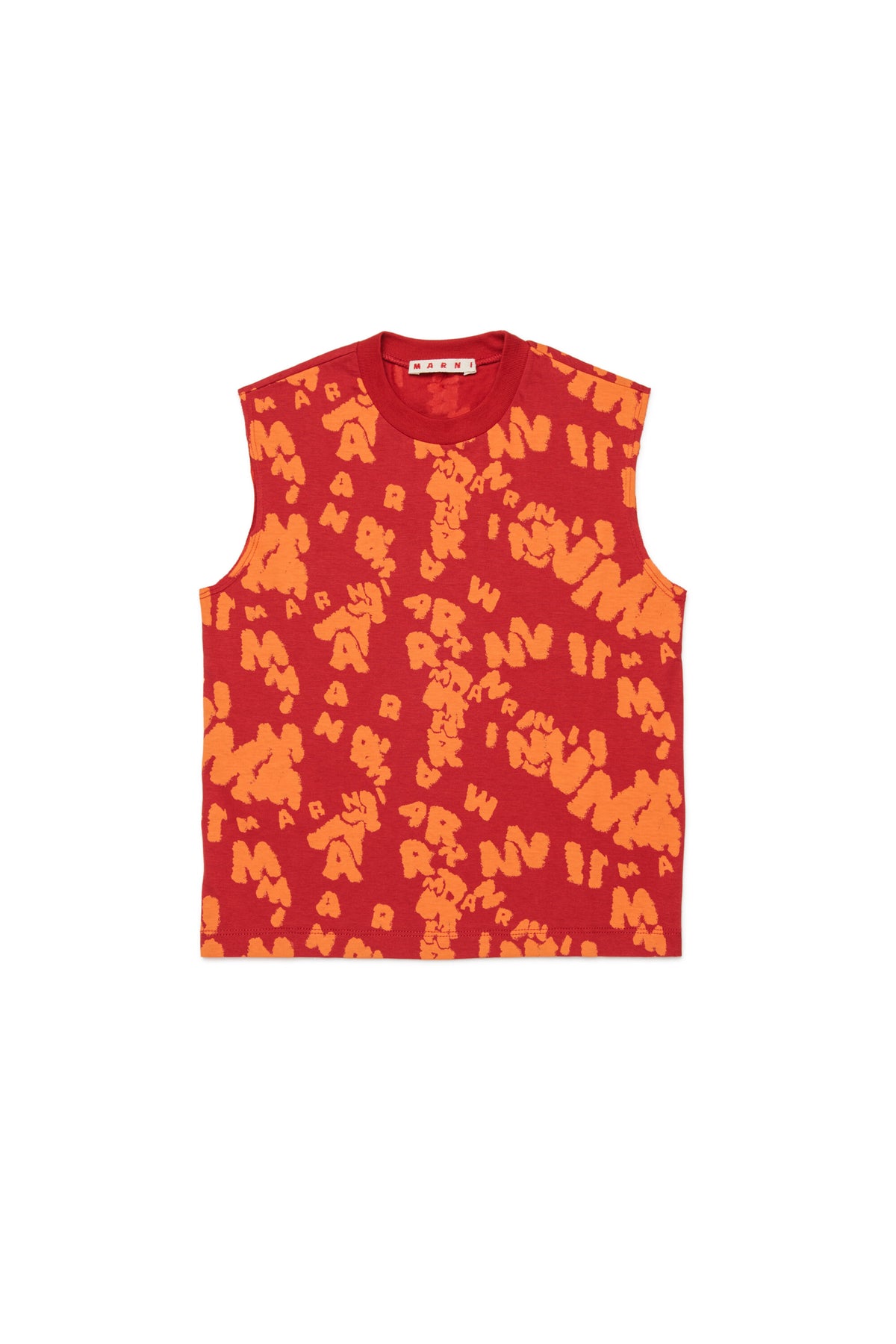 Sleeveless T-shirt with all-over logo