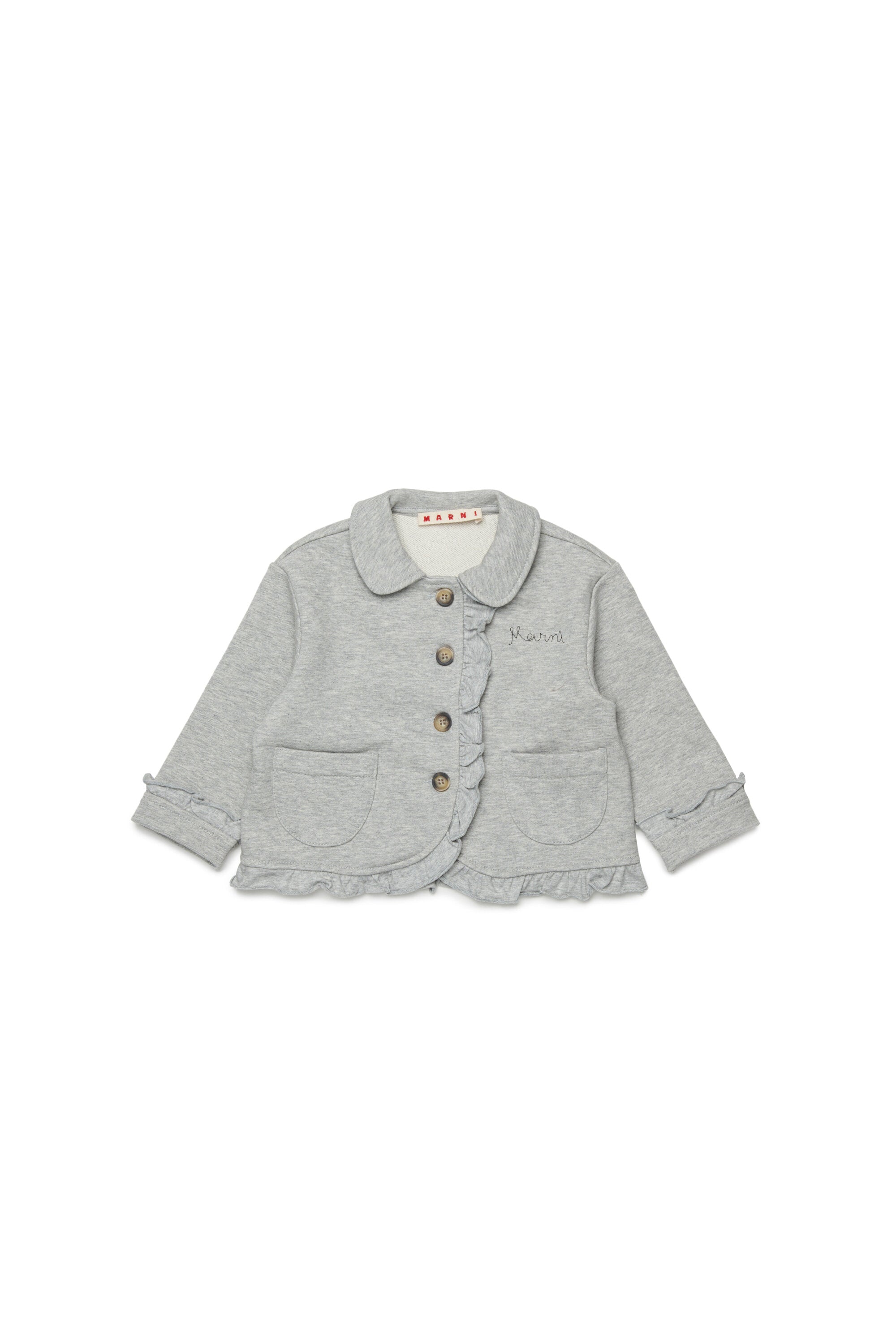 Chaqueta con volantes y logo