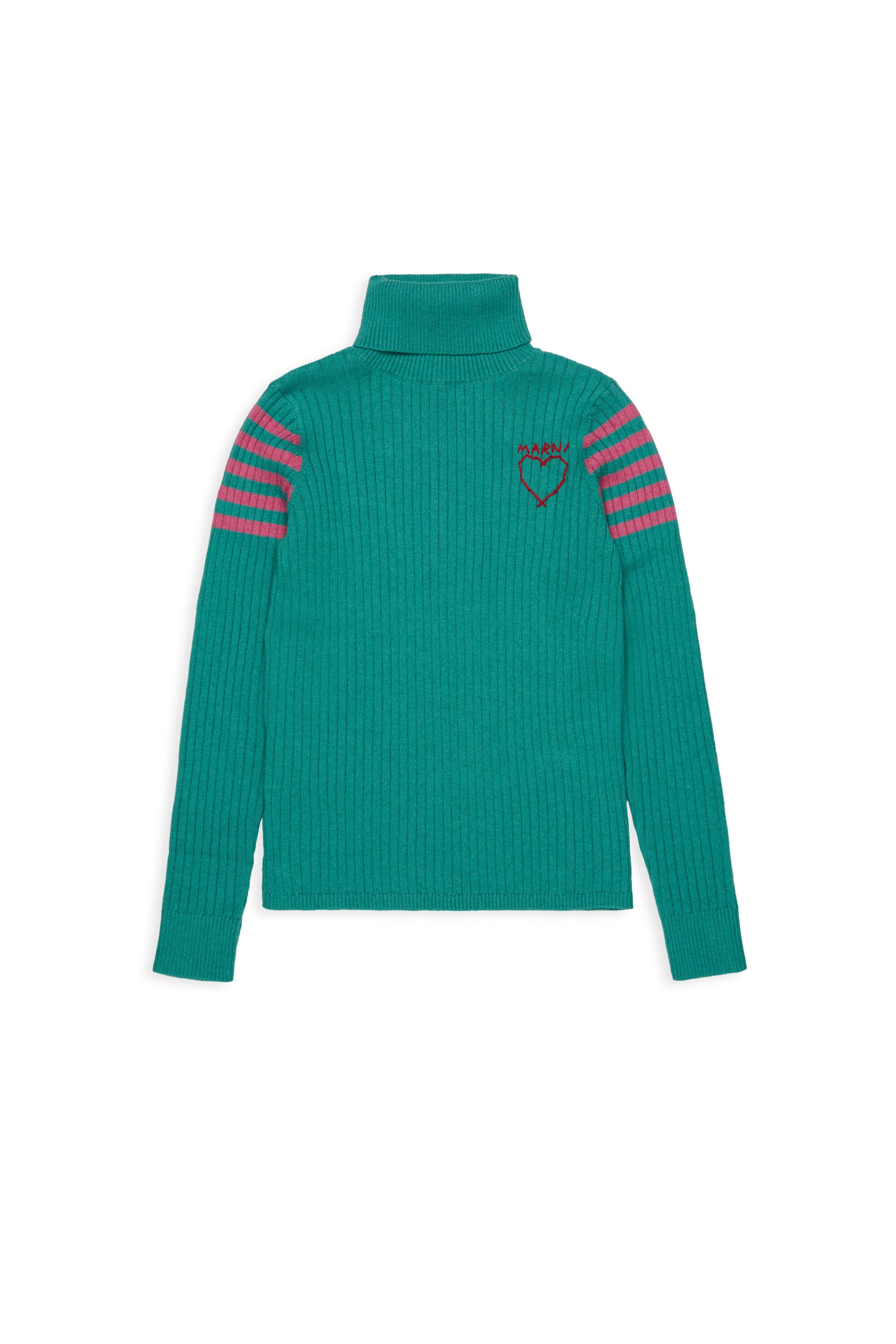 Pull à col roulé côtelé avec motif cœur