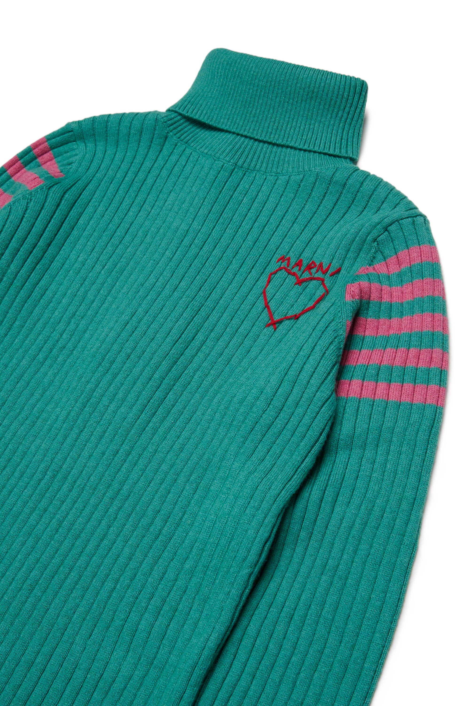 Pull à col roulé côtelé avec motif cœur