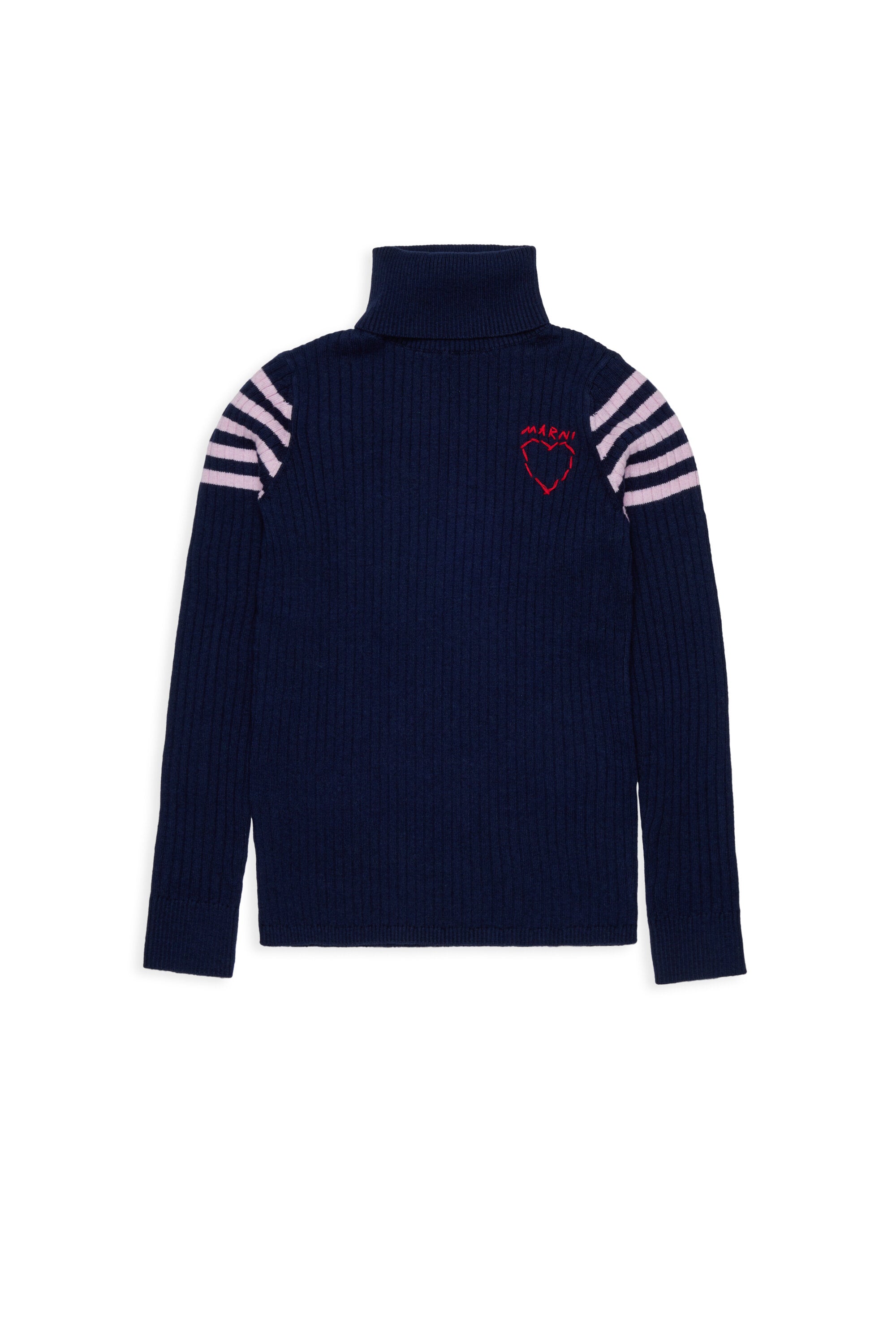 Pull à col roulé côtelé avec motif cœur