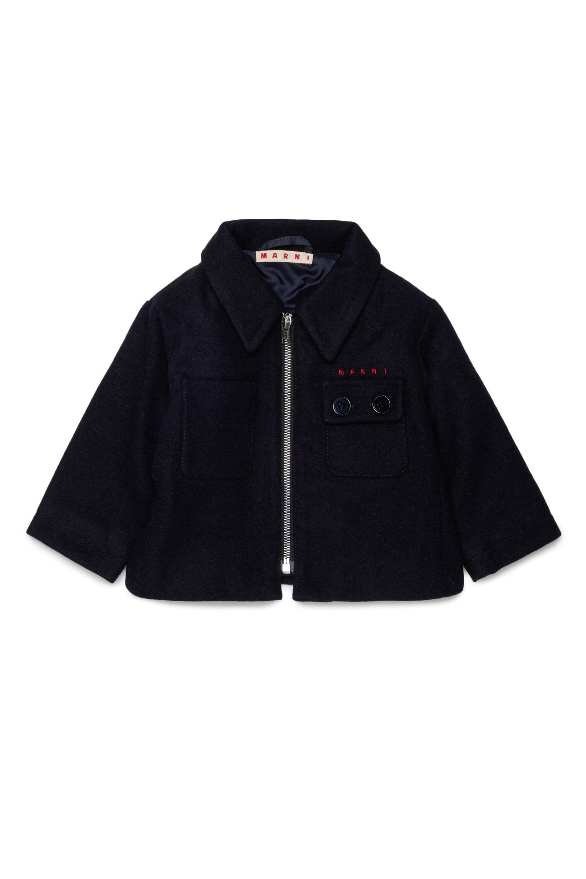 Veste en laine mélangée avec logo brodé