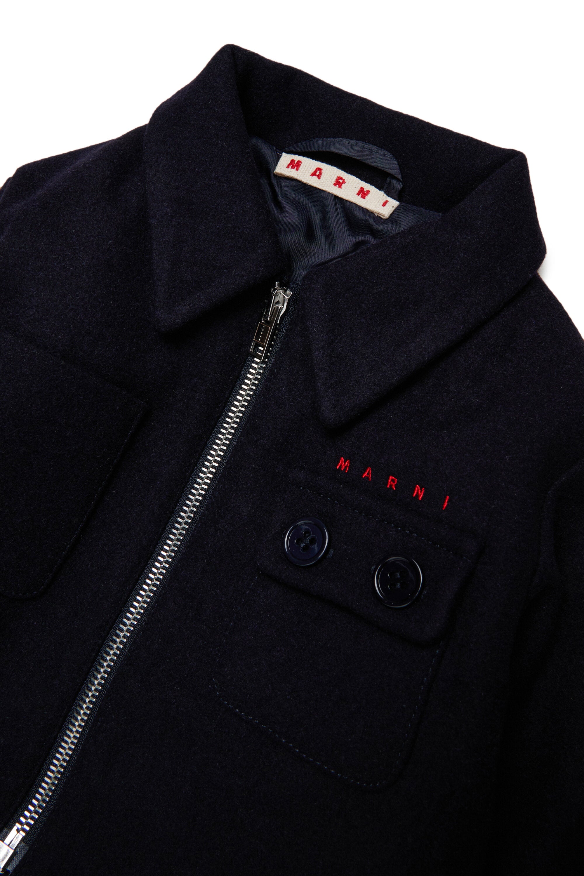 Veste en laine mélangée avec logo brodé