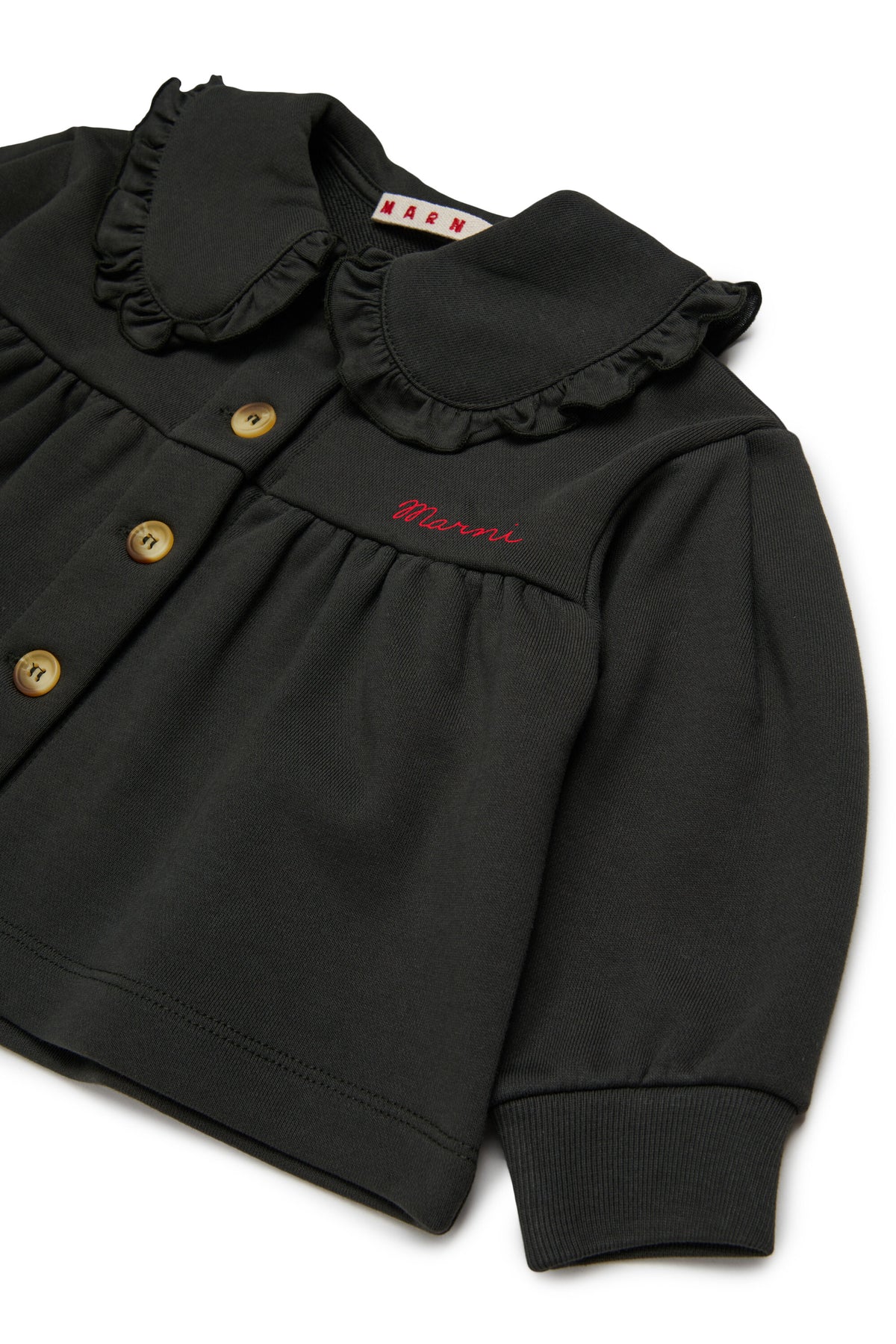 Jacket with logo and ruffles