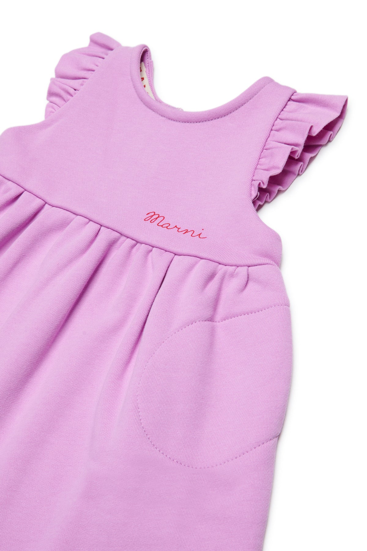 Short dress with ruffles and logo