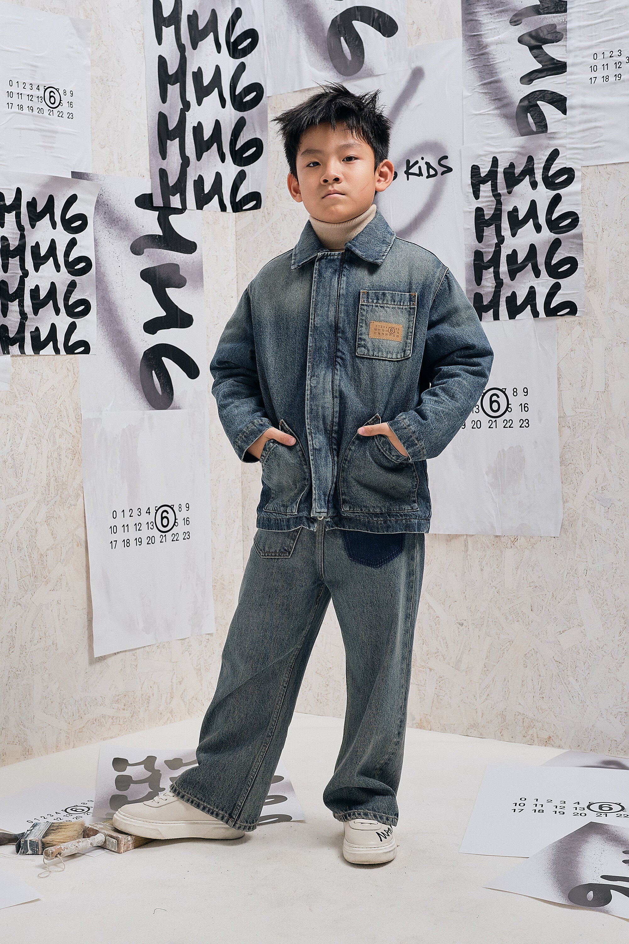 Denim jacket with logo