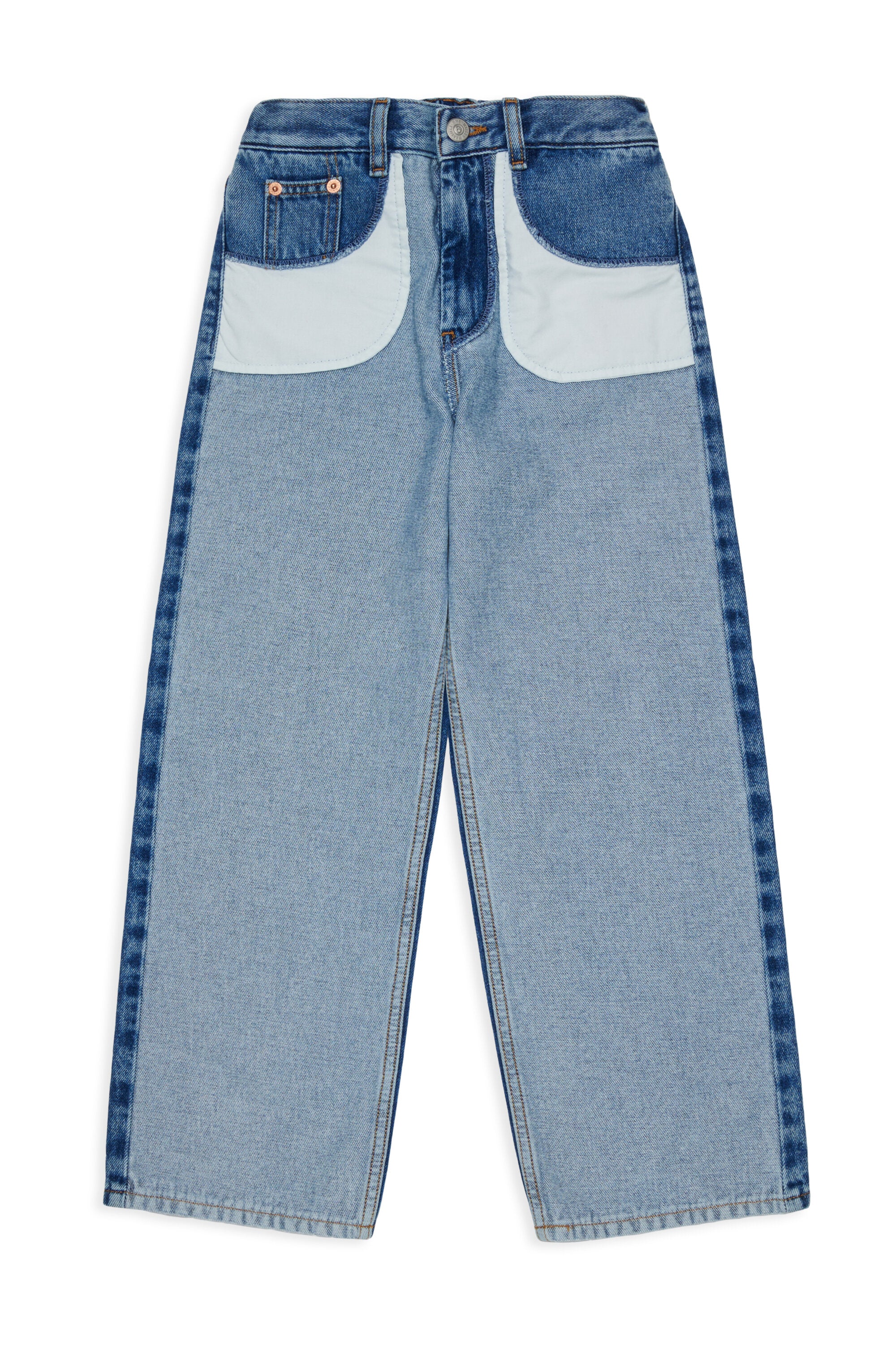 Jeans regular en denim bicolor