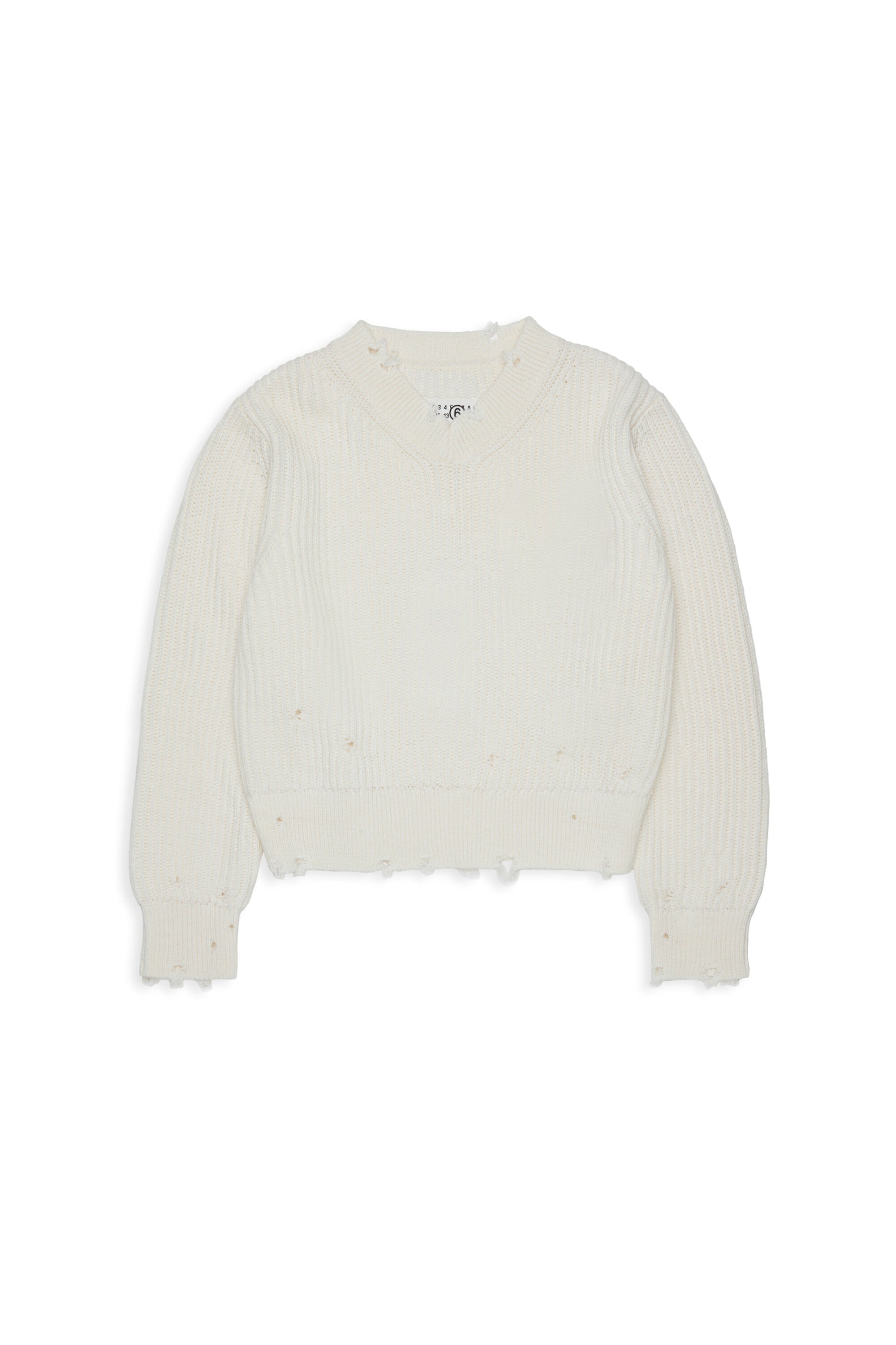 Jersey de cuello en V con detalles desgastados