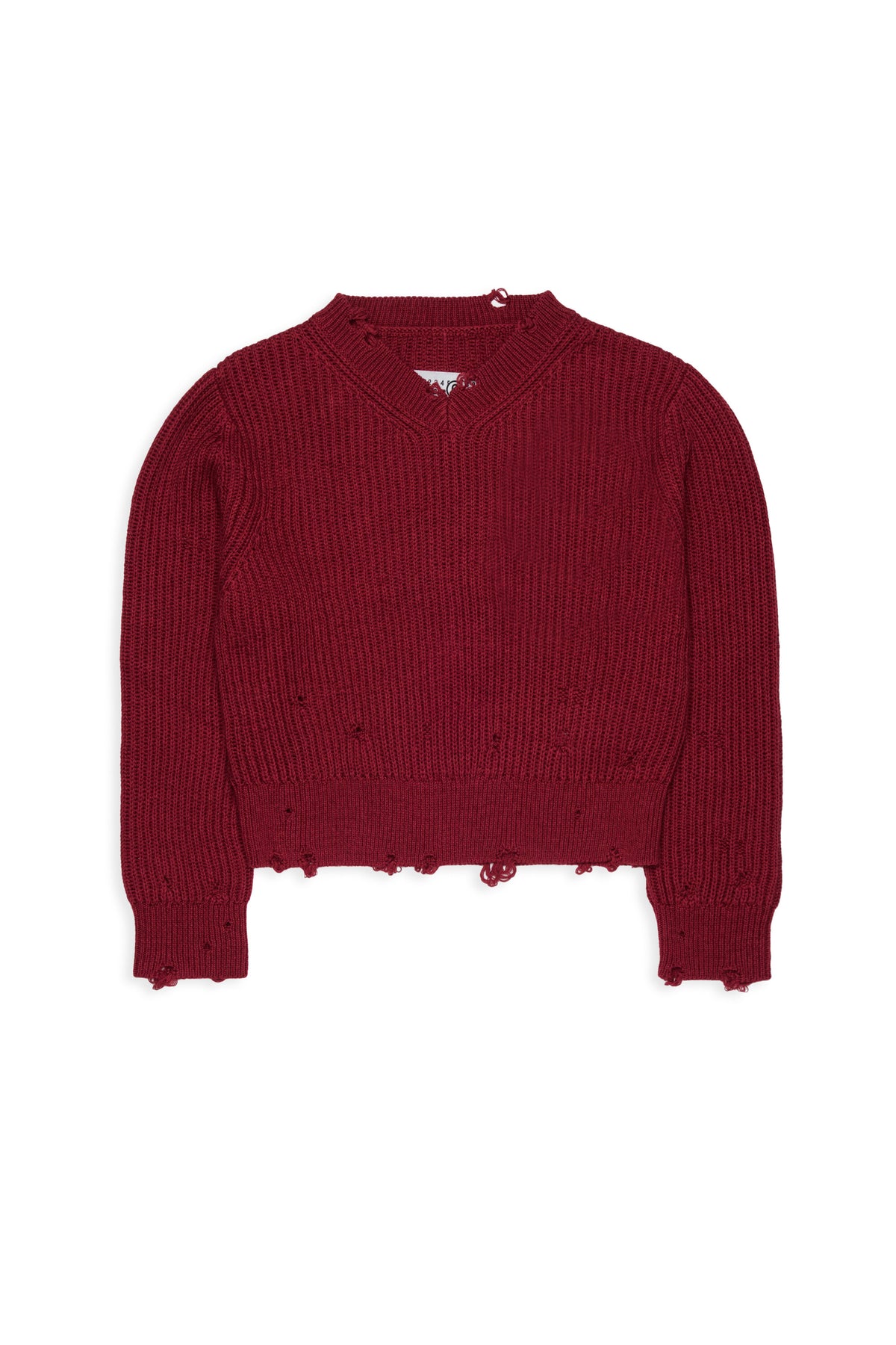V-neck pullover with distressed details