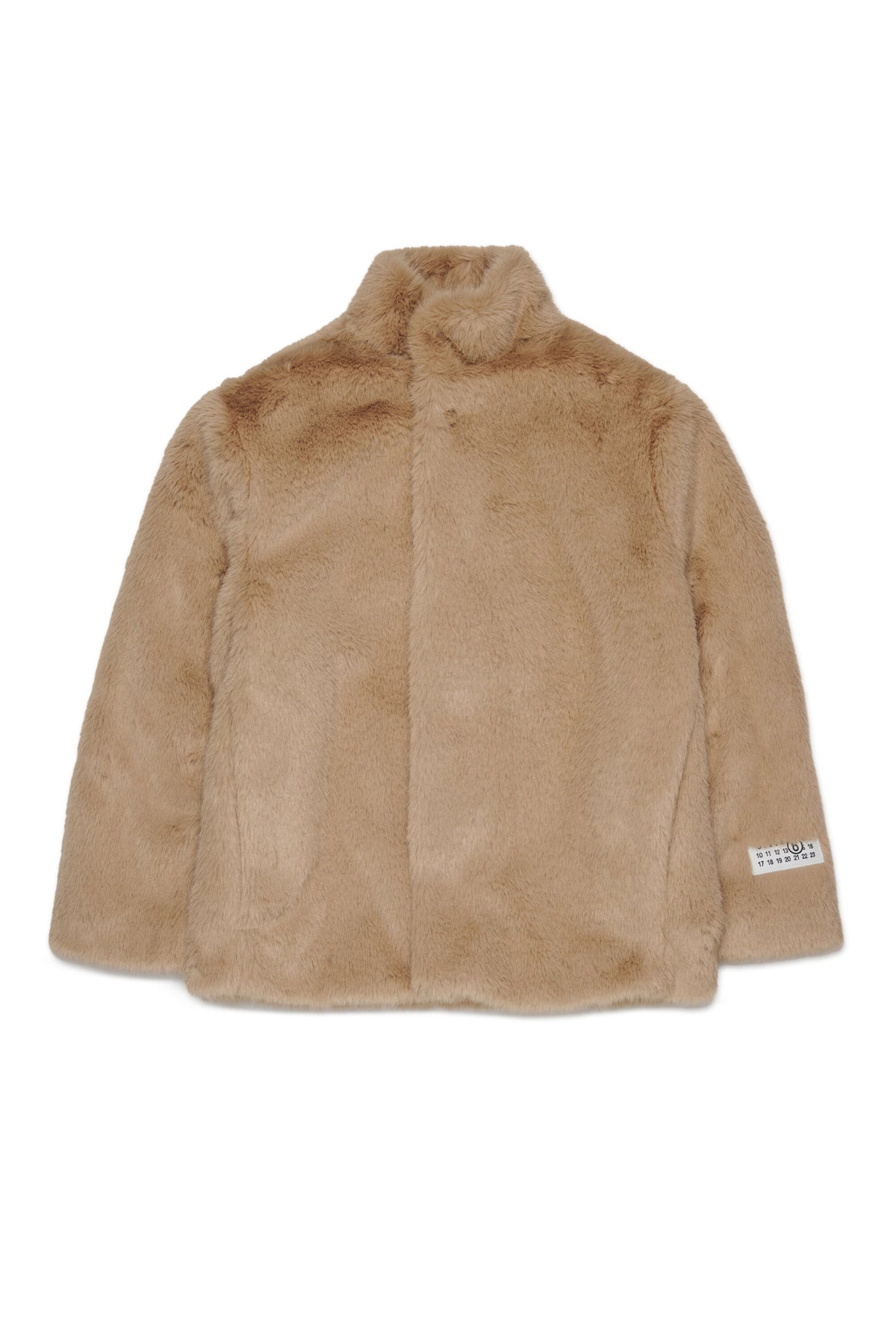 Faux fur jacket with logo