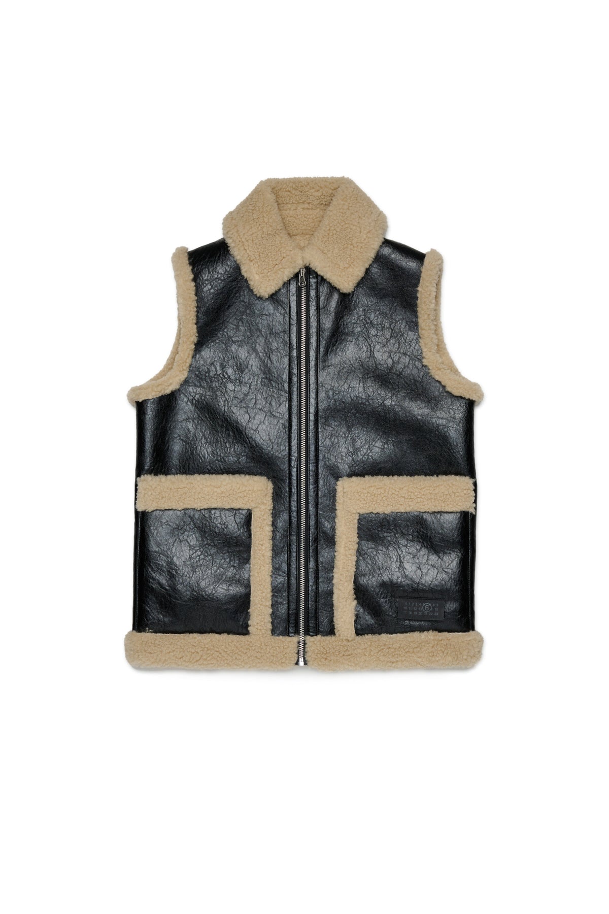 Sleeveless shearling-effect jacket