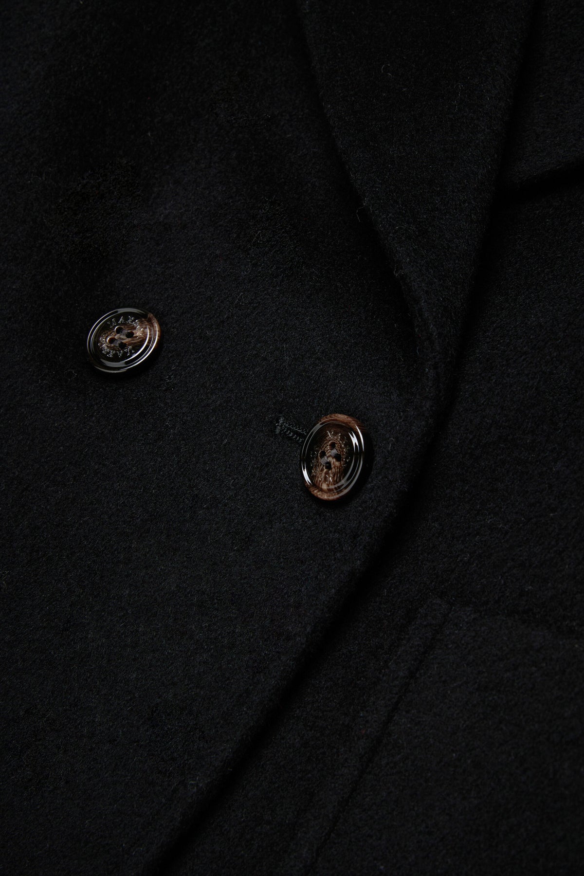 Shaved wool double-breasted caban coat