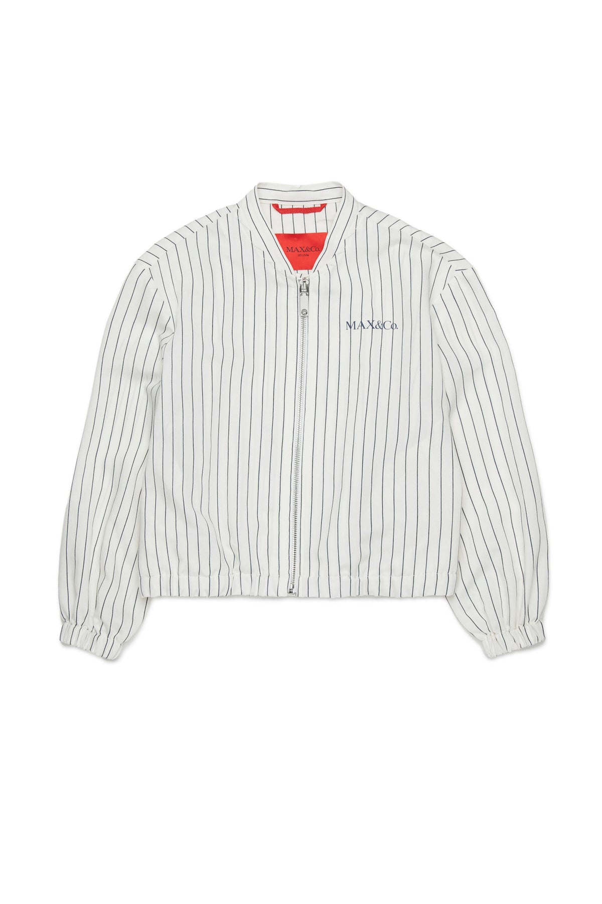 Chaqueta bomber a rayas con logo