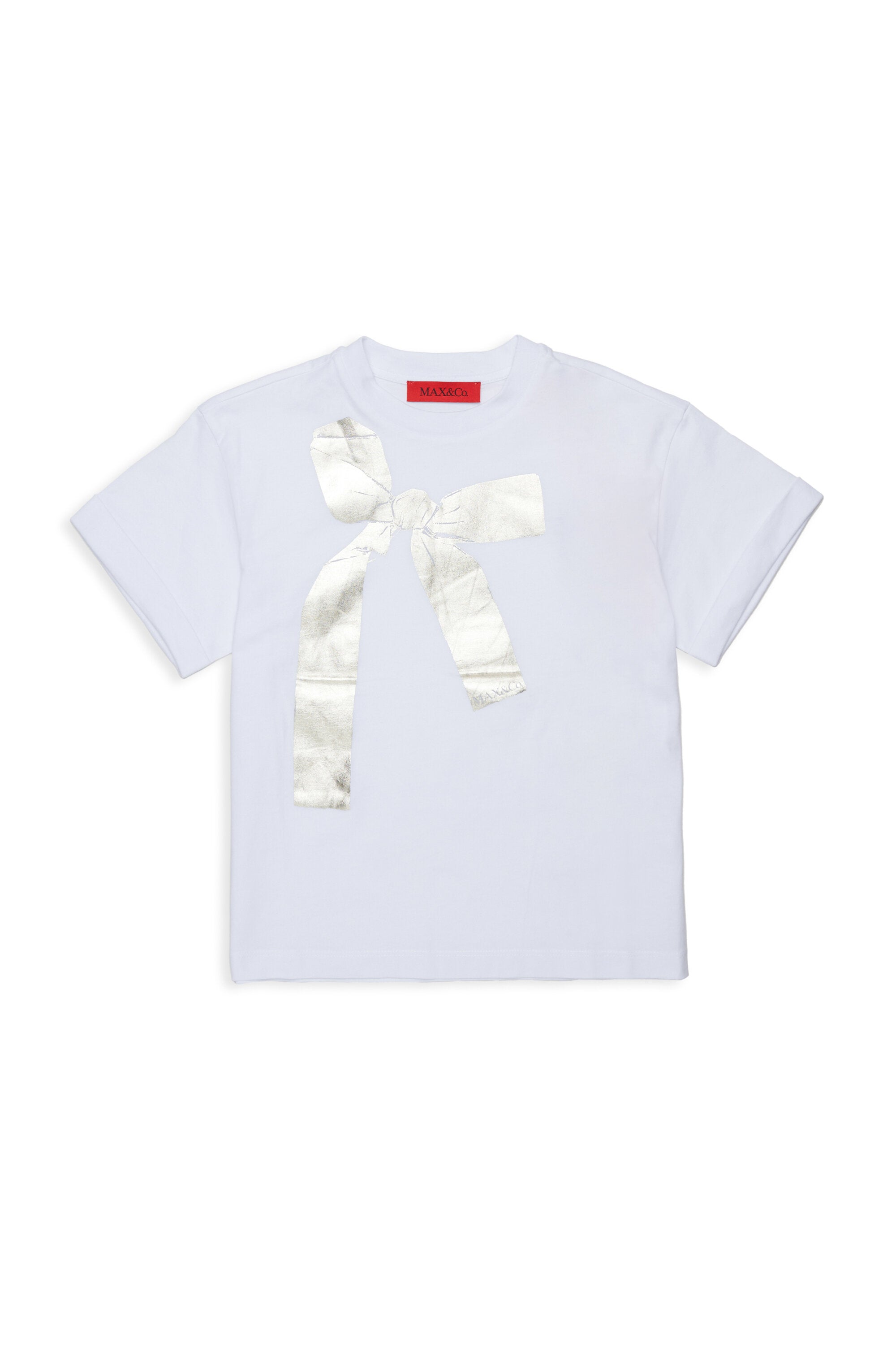 Camiseta con estampado de lazo metalizado