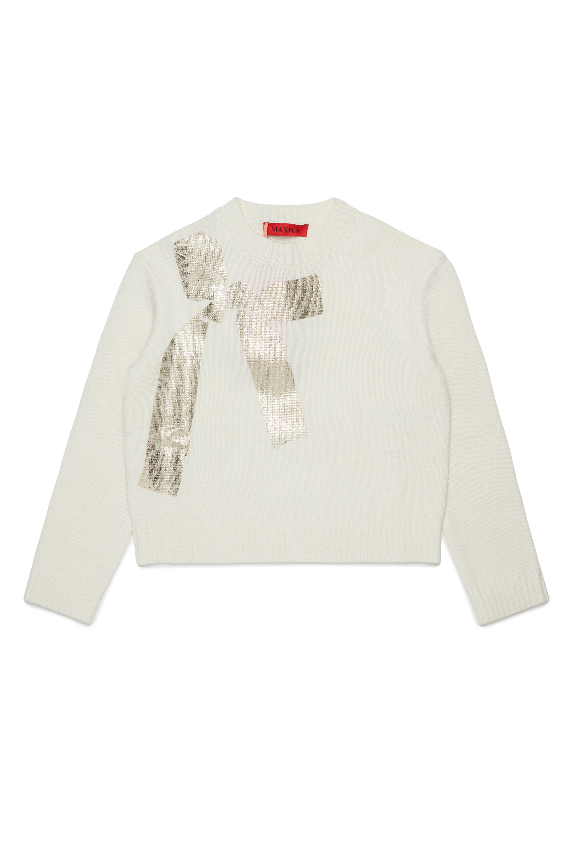 Crew-neck pullover with bow print