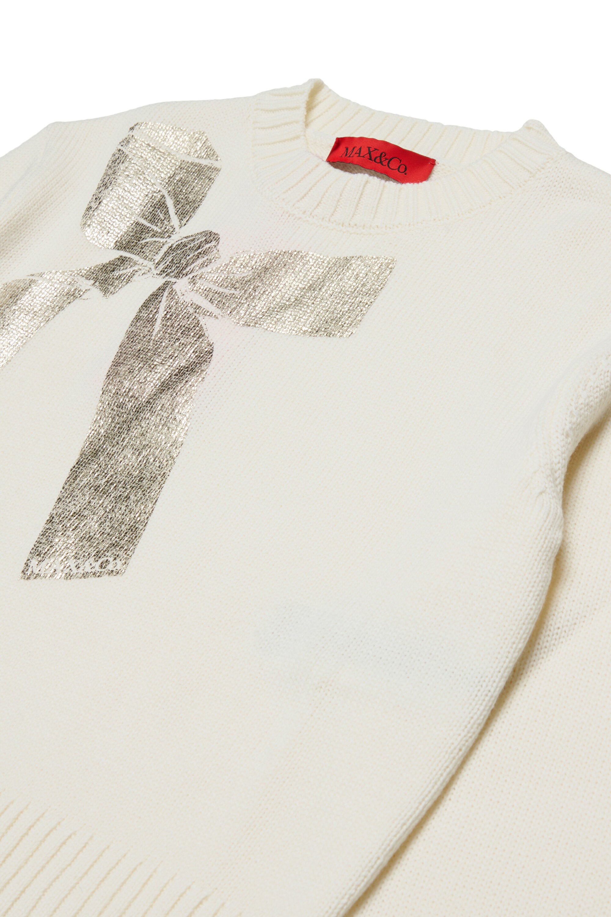 Crew-neck pullover with bow print