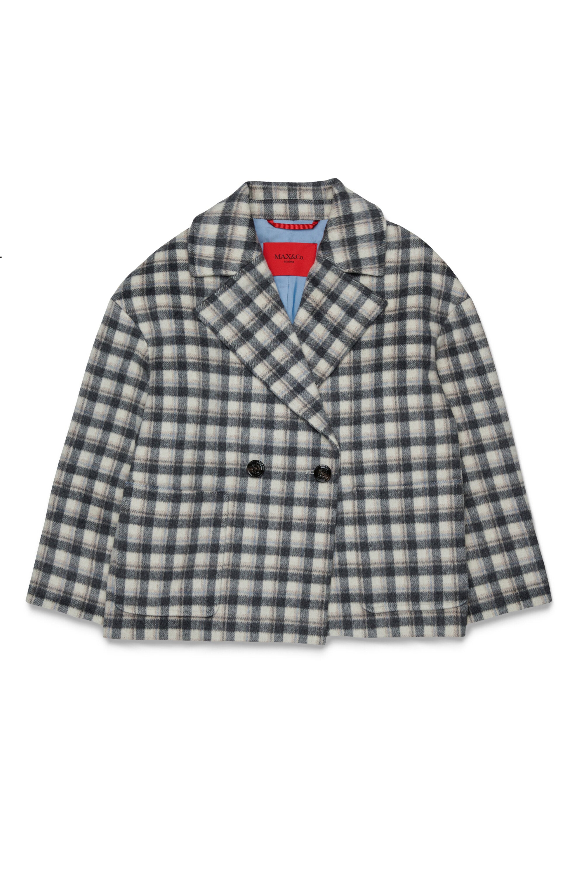 Double-breasted checked coat