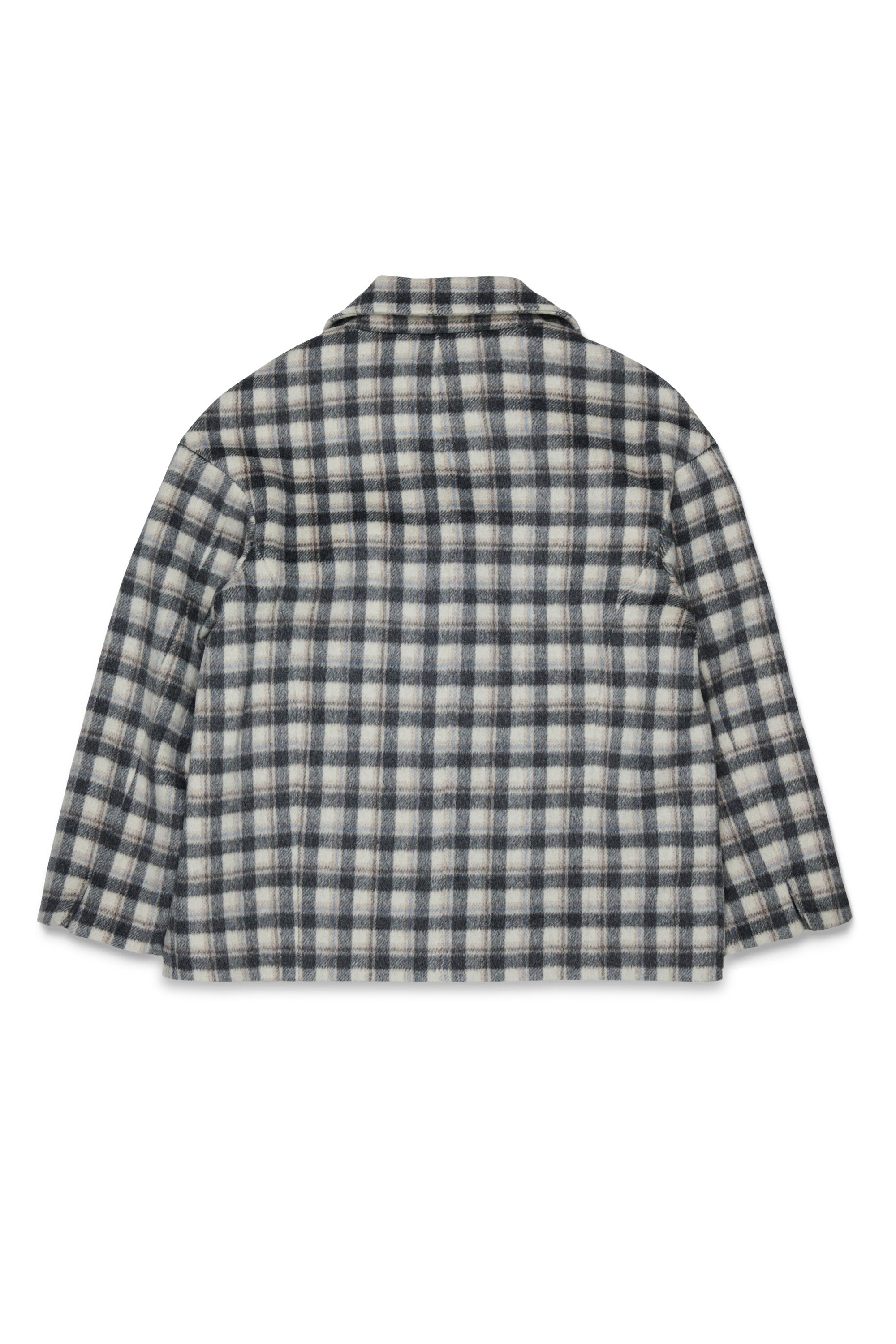 Double-breasted checked coat
