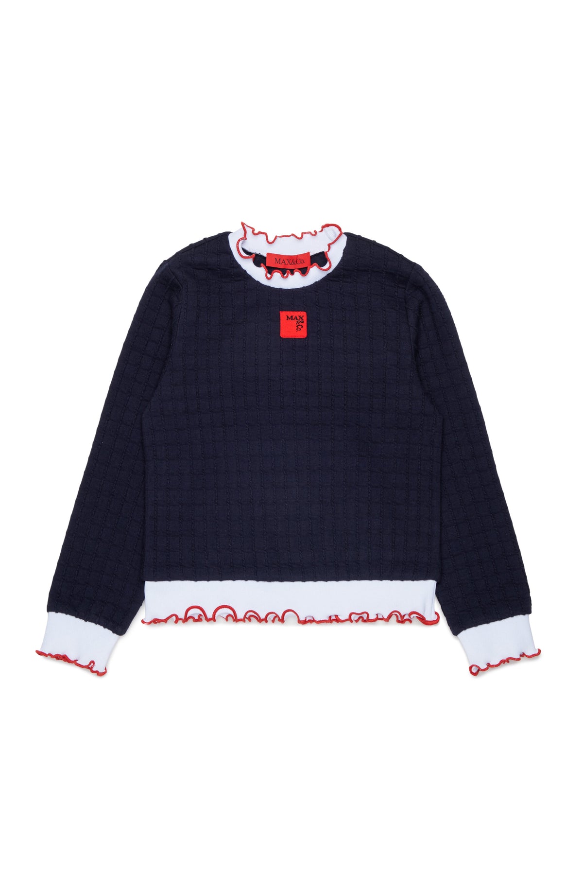 Sweat jacquard à bords ondulés