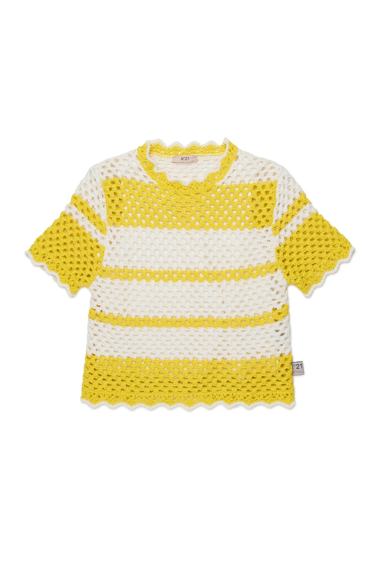 Jersey de punto con cuello redondo y tejido de malla
