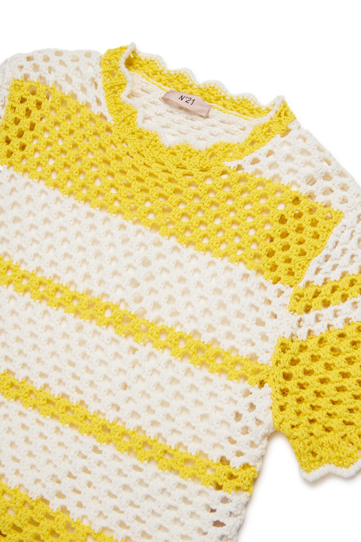 Jersey de punto con cuello redondo y tejido de malla