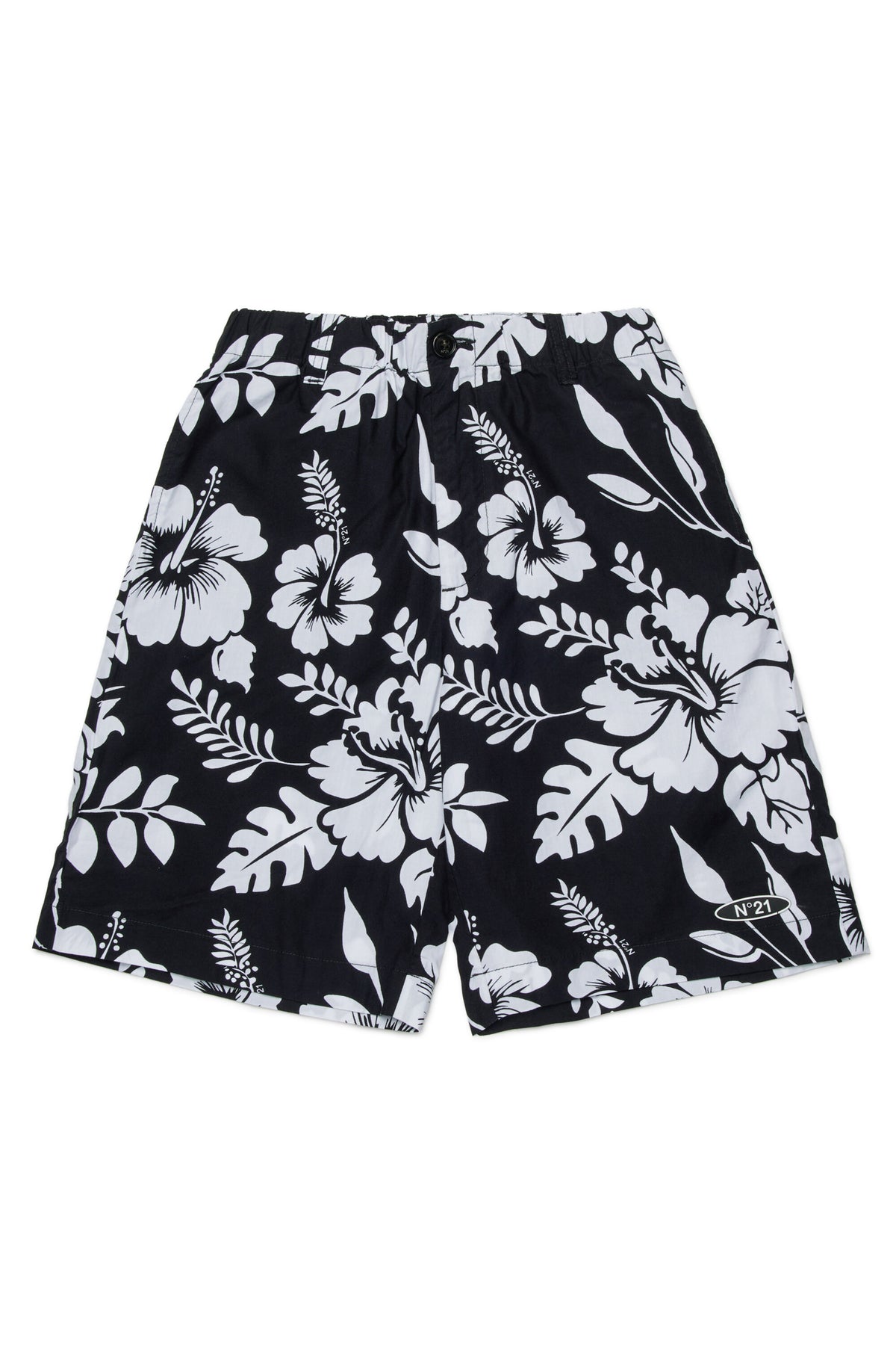 Short à motif fleuri avec logo