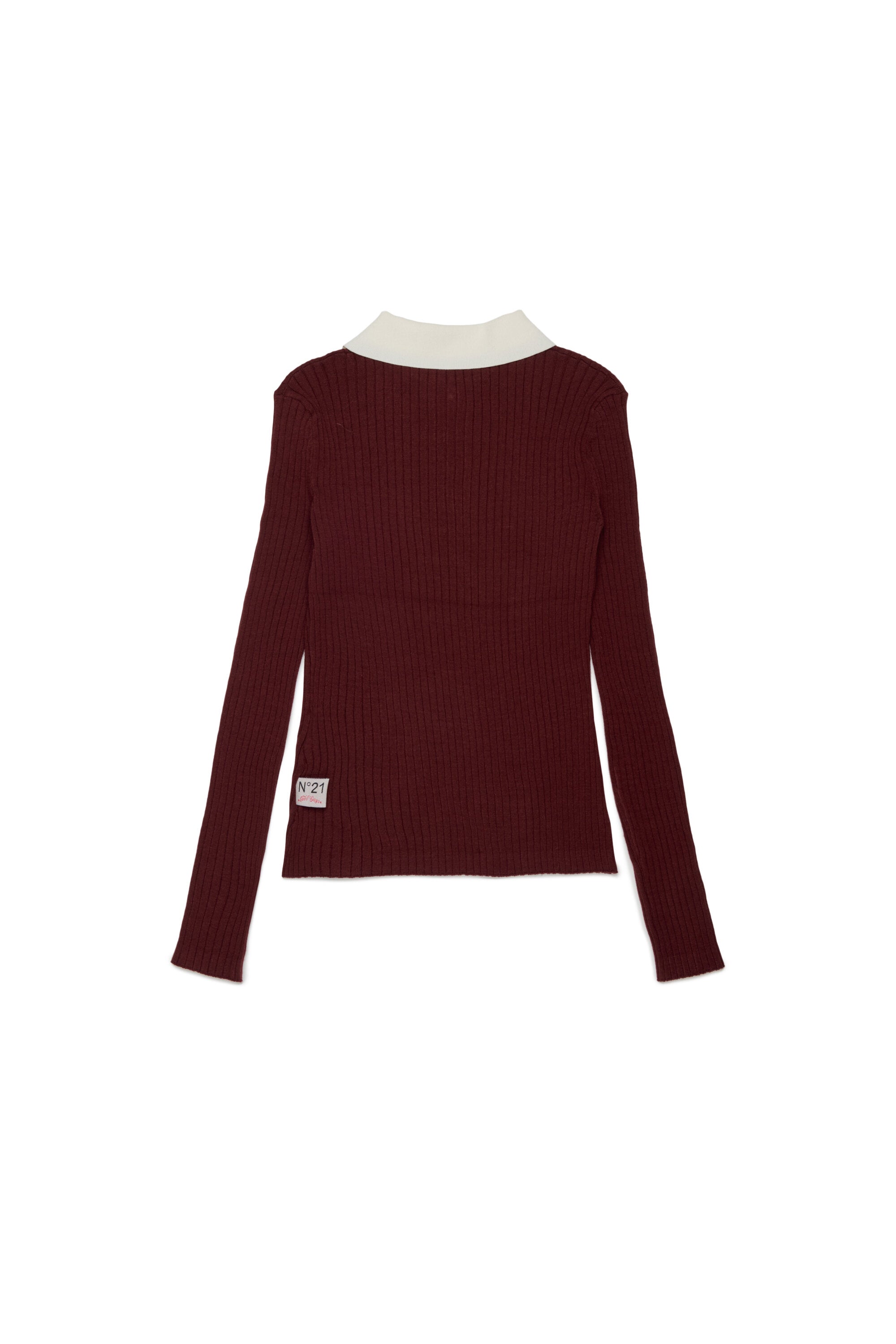 Jersey de canalé con cuello en contraste