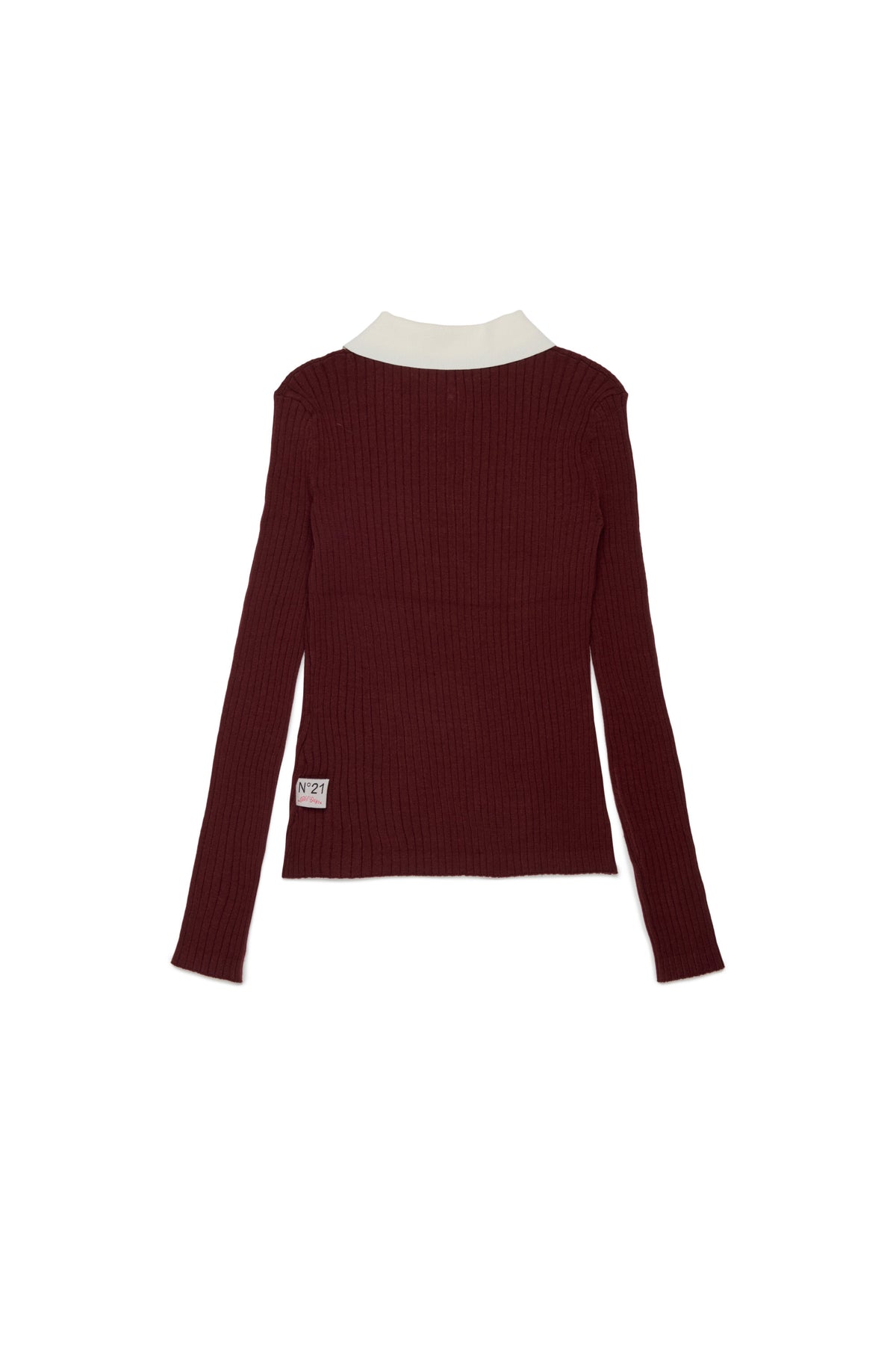 Pull en maille côtelée avec col col contrastant
