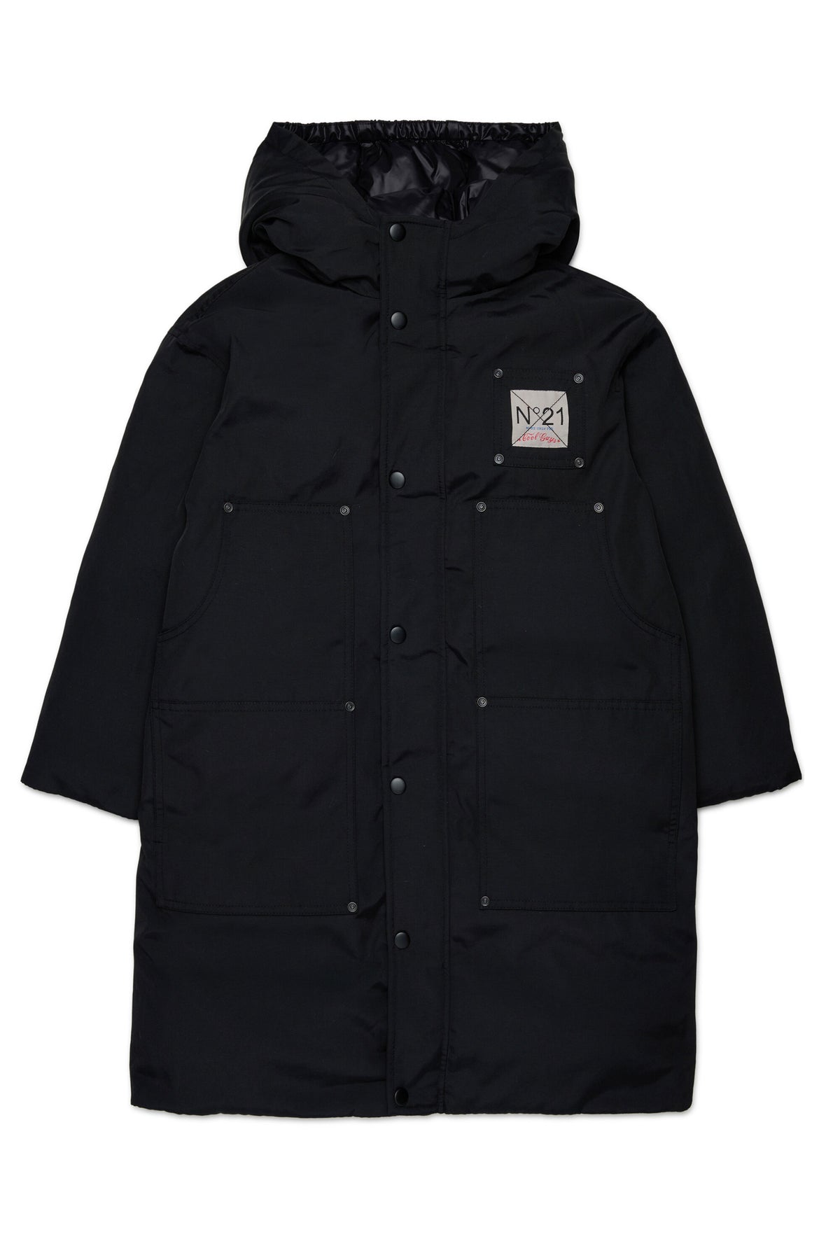 Padded jacket with printed logo