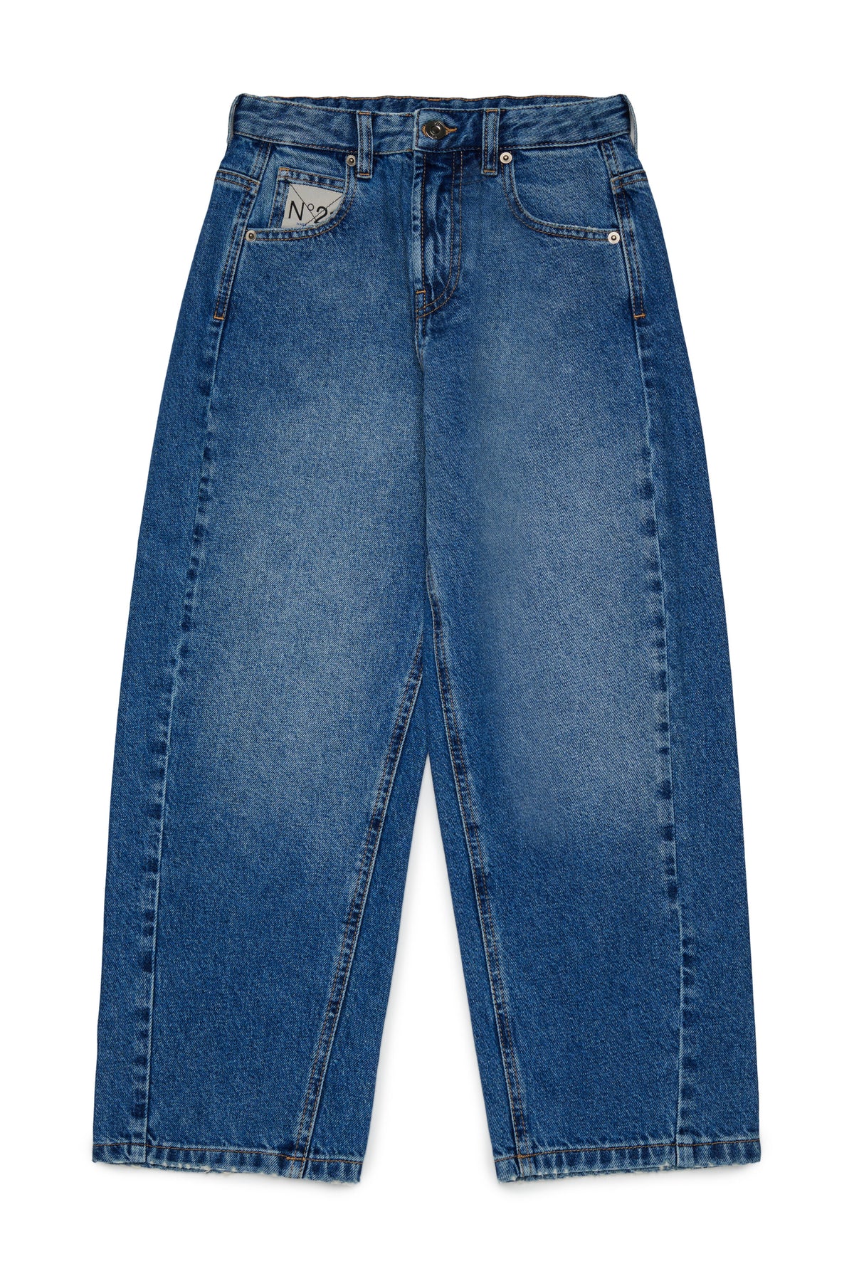 Jeans corte acampanado con logo