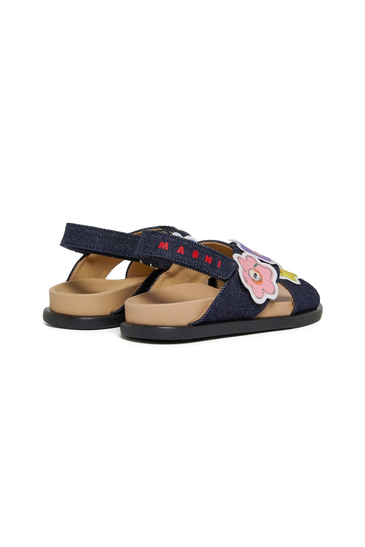 Sandales avec applications florales et logo