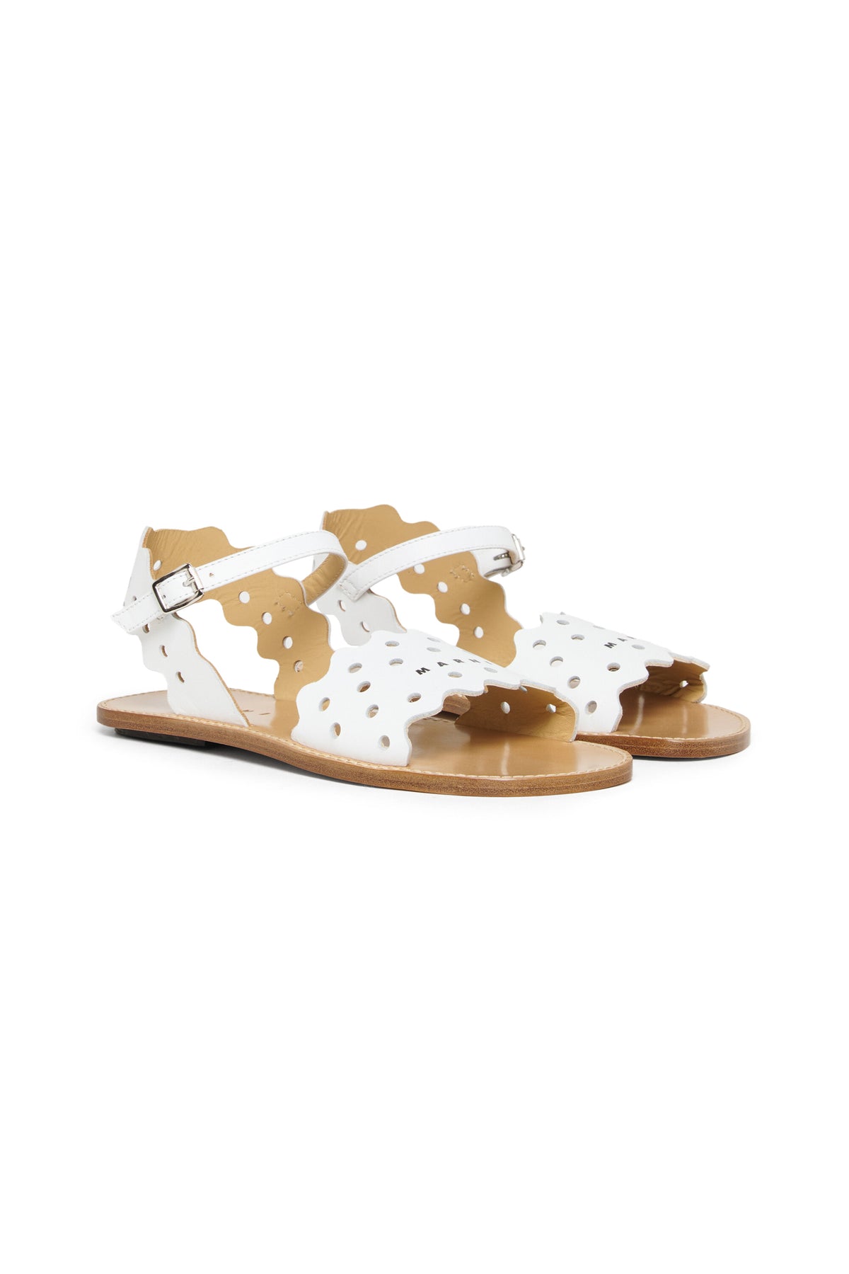 Perforated sandals with logo